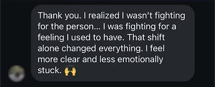 Message: I realized I wasn't fighting for the person, I was fighting for a feeling I used to have.